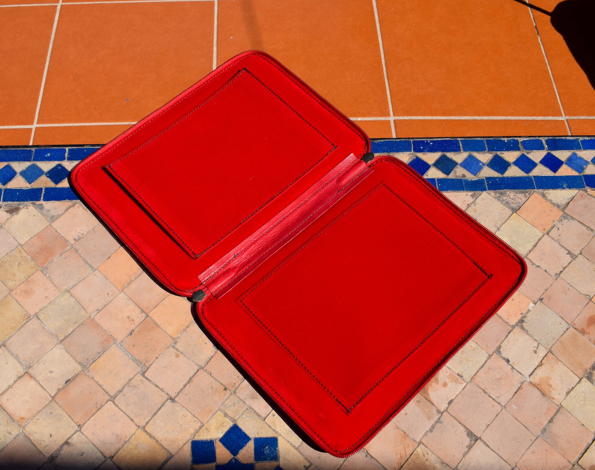 Moroccan Leather Handmade Laptop Cover 10 Inch Max, Red Laptop Sleeve, Leather Laptop Case, Gift for Him or Her, Red Real Leather Tab Cover