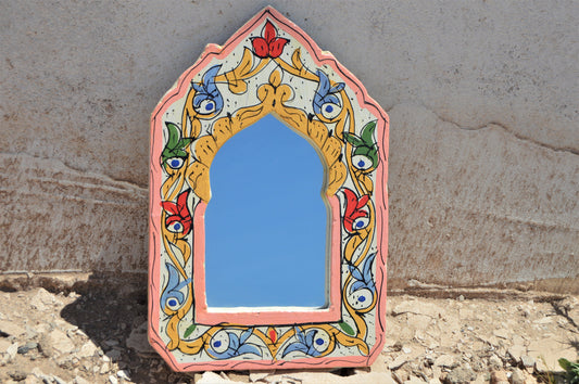 Wall Decor Mirror Wall Mirror Colorful Wood Decorative Small Mirror Boho Mirror Decorative Mirror Hand Painted Mirror