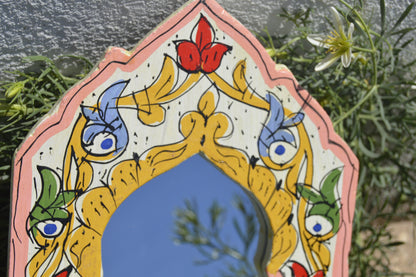 Wall Decor Mirror Wall Mirror Colorful Wood Decorative Small Mirror Boho Mirror Decorative Mirror Hand Painted Mirror