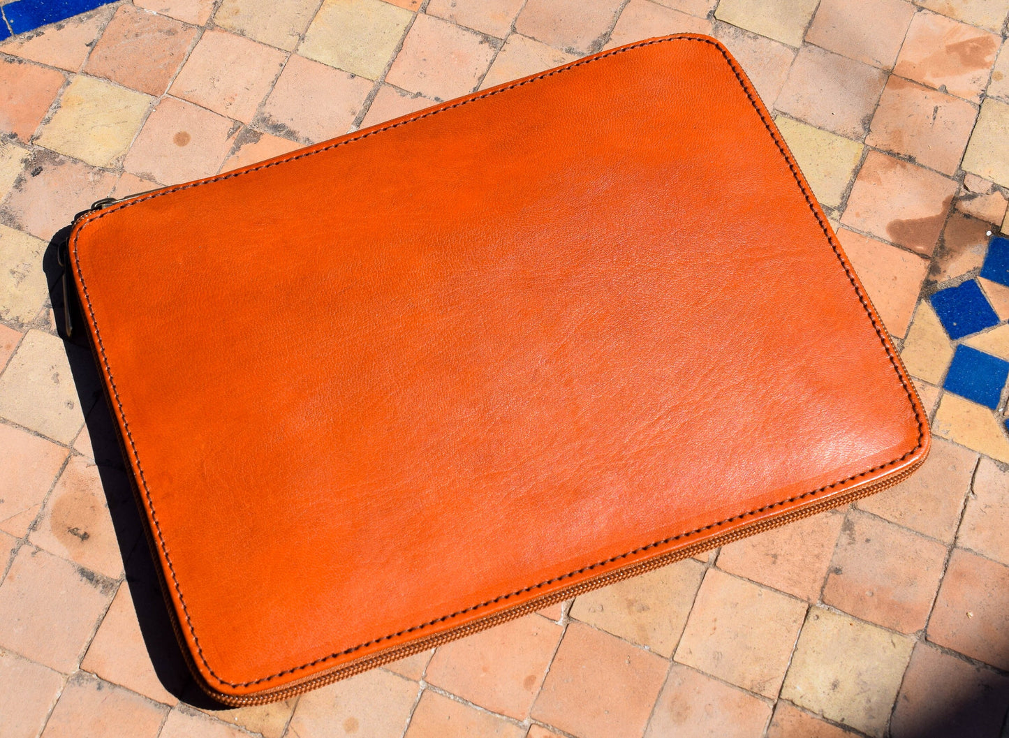 Moroccan Real Leather Handmade Laptop Cover 10 Inch Max, Brown Laptop Sleeve, Leather Laptop Case, Gift for Him or Her, Leather Tab Cover