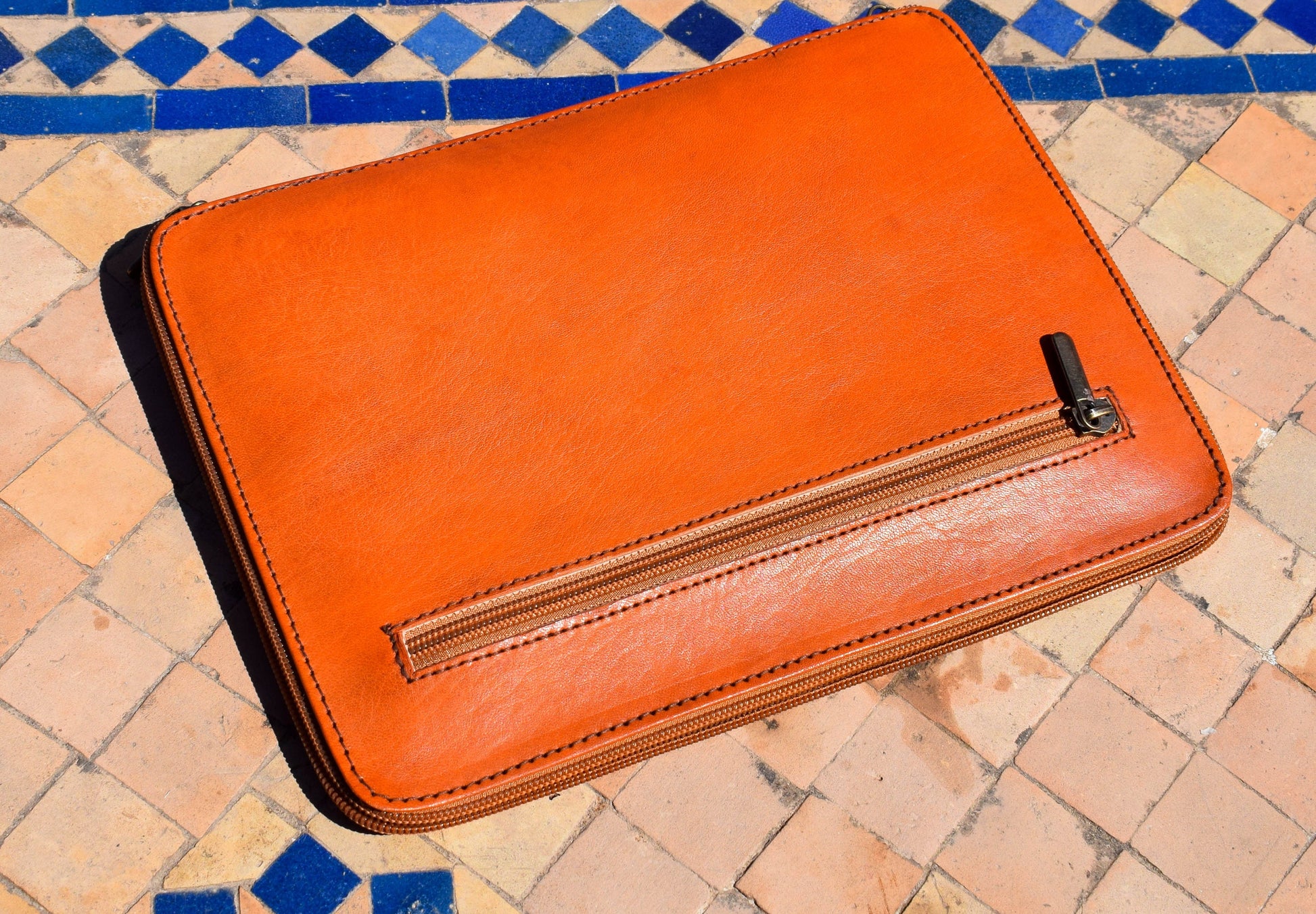 Moroccan Real Leather Handmade Laptop Cover 10 Inch Max, Brown Laptop Sleeve, Leather Laptop Case, Gift for Him or Her, Leather Tab Cover