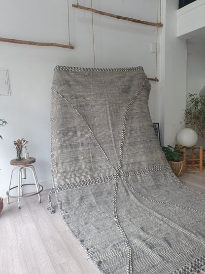 10.8Ft by 5.9Ft Handmade Moroccan Rug, Gray Handmade Rug, Zanafi Rug, Kilim Carpet, Moroccan Beni Ourain
