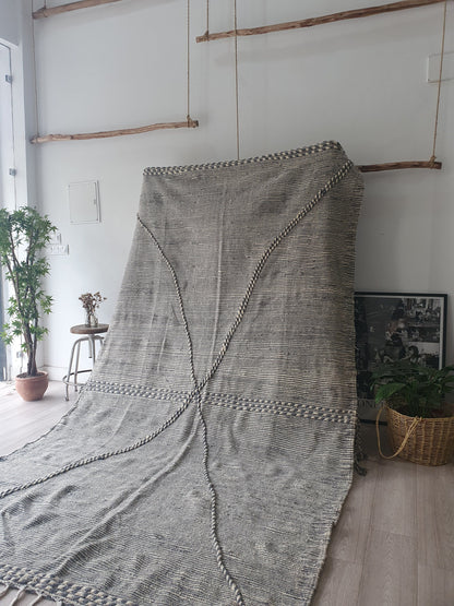 10.8Ft by 5.9Ft Handmade Moroccan Rug, Gray Handmade Rug, Zanafi Rug, Kilim Carpet, Moroccan Beni Ourain