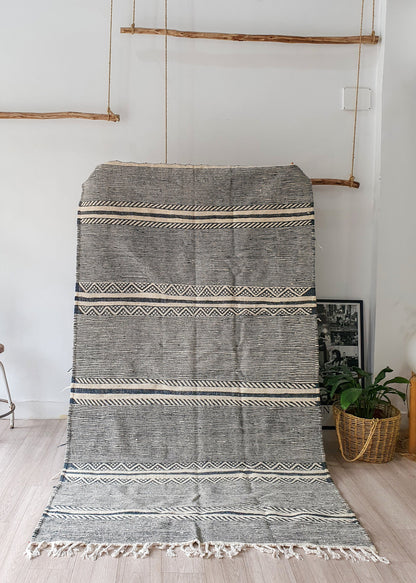 8Ft by 4.6Ft Handmade Moroccan Rug, Gray Handmade Rug, Zanafi Rug, Kilim Carpet, Moroccan Beni Ourain