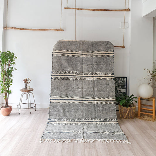 8Ft by 4.6Ft Handmade Moroccan Rug, Gray Handmade Rug, Zanafi Rug, Kilim Carpet, Moroccan Beni Ourain