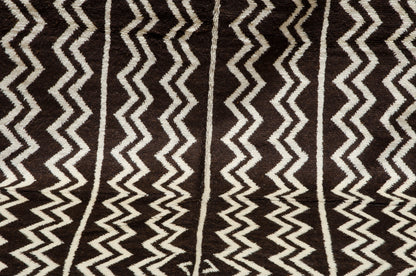 Black and White Moroccan Rug 5X8 - Handwoven Lambswool Soft Authentic Berber Rug - ABB21176
