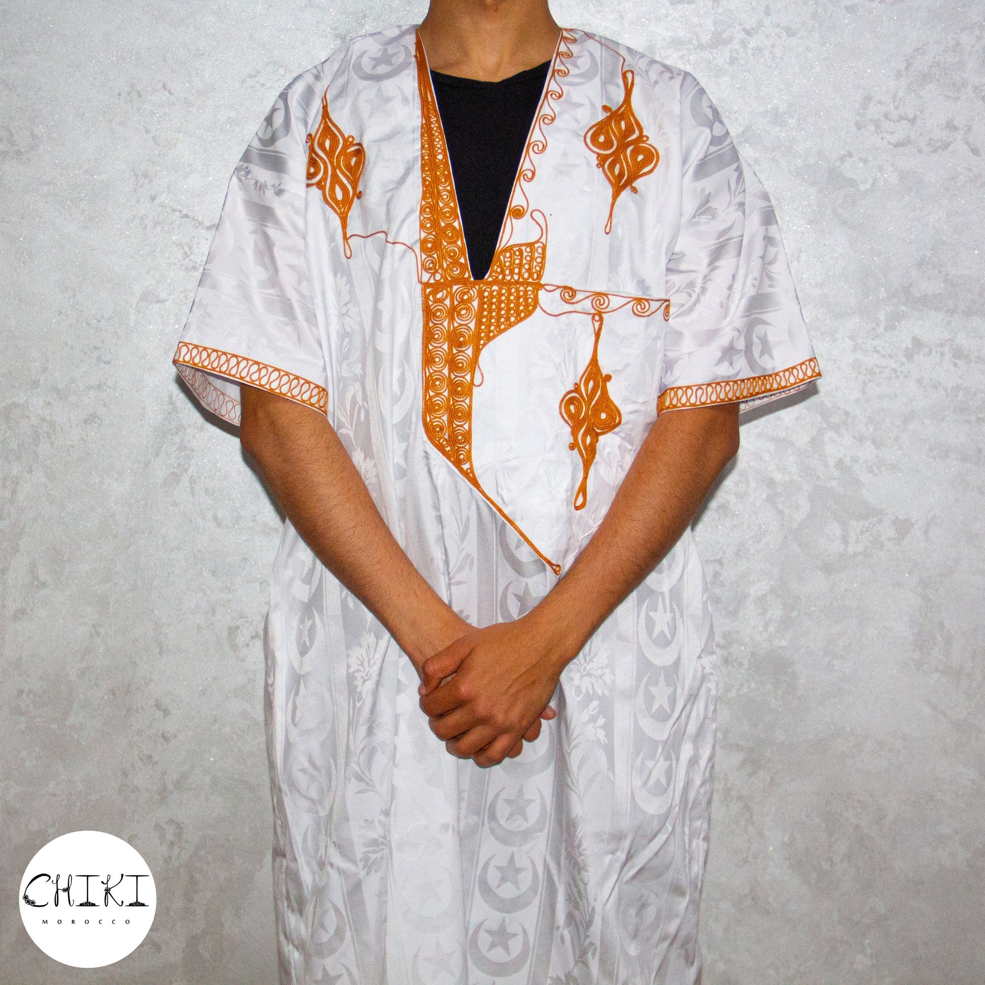 Tuareg Clothing Gandora with Tuareg Scarf , Djellaba Sahraoui, Tuareg Scarf , Tuareg Dress White, Tuareg Blue Men, African Tuareg Blue Dress