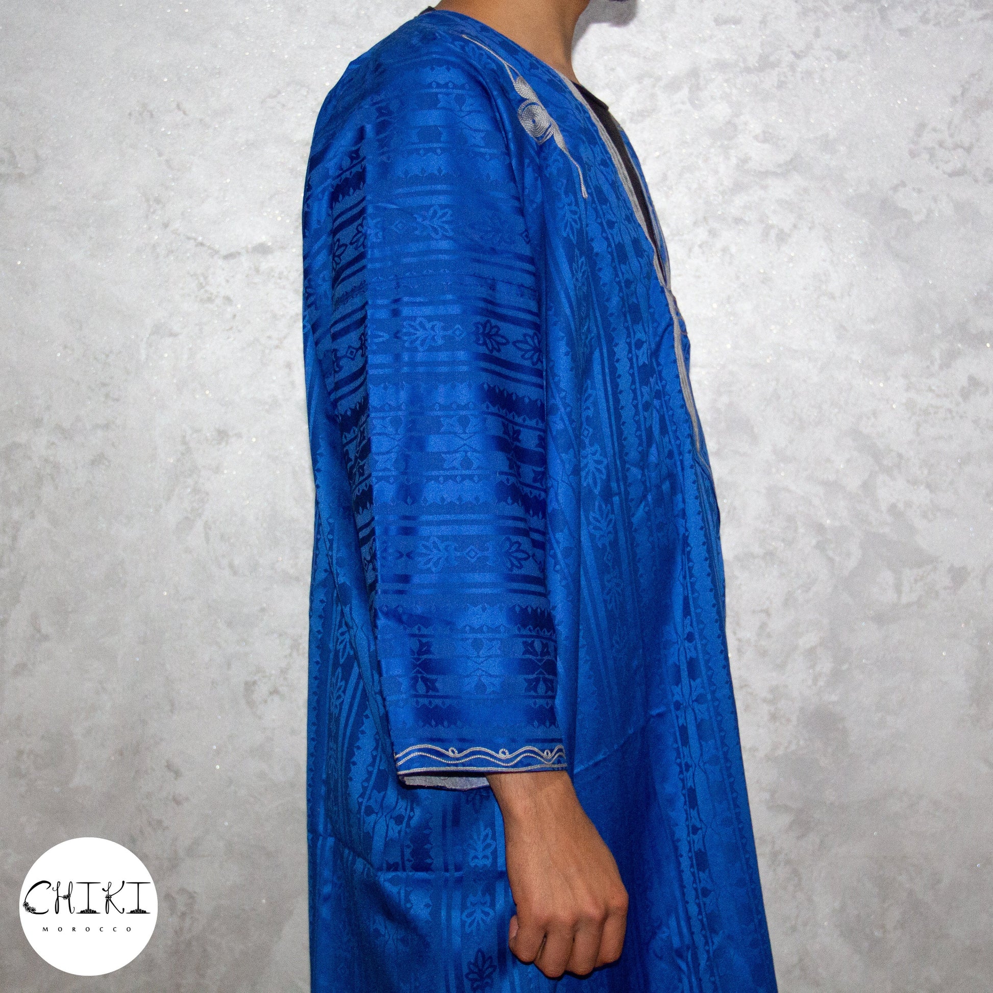 Tuareg Clothing Gandora with Tuareg Scarf , Djellaba Sahraoui, Tuareg Scarf , Tuareg Dress Bleu , Tuareg Blue Men, African Tuareg Blue Dress