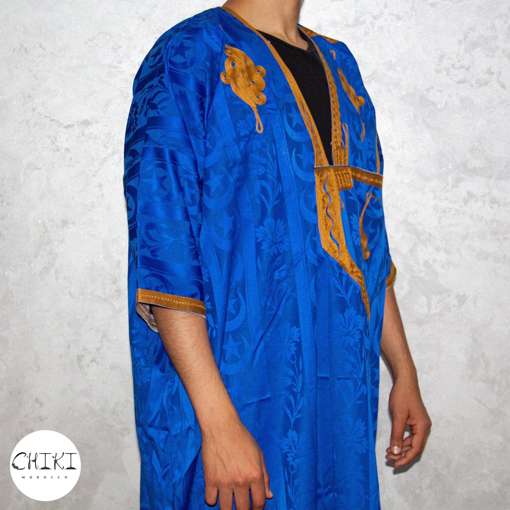 Tuareg Clothing Gandora with Tuareg Scarf , Djellaba Sahraoui, Tuareg Scarf , Tuareg Dress Bleu , Tuareg Blue Men, African Tuareg Blue Dress