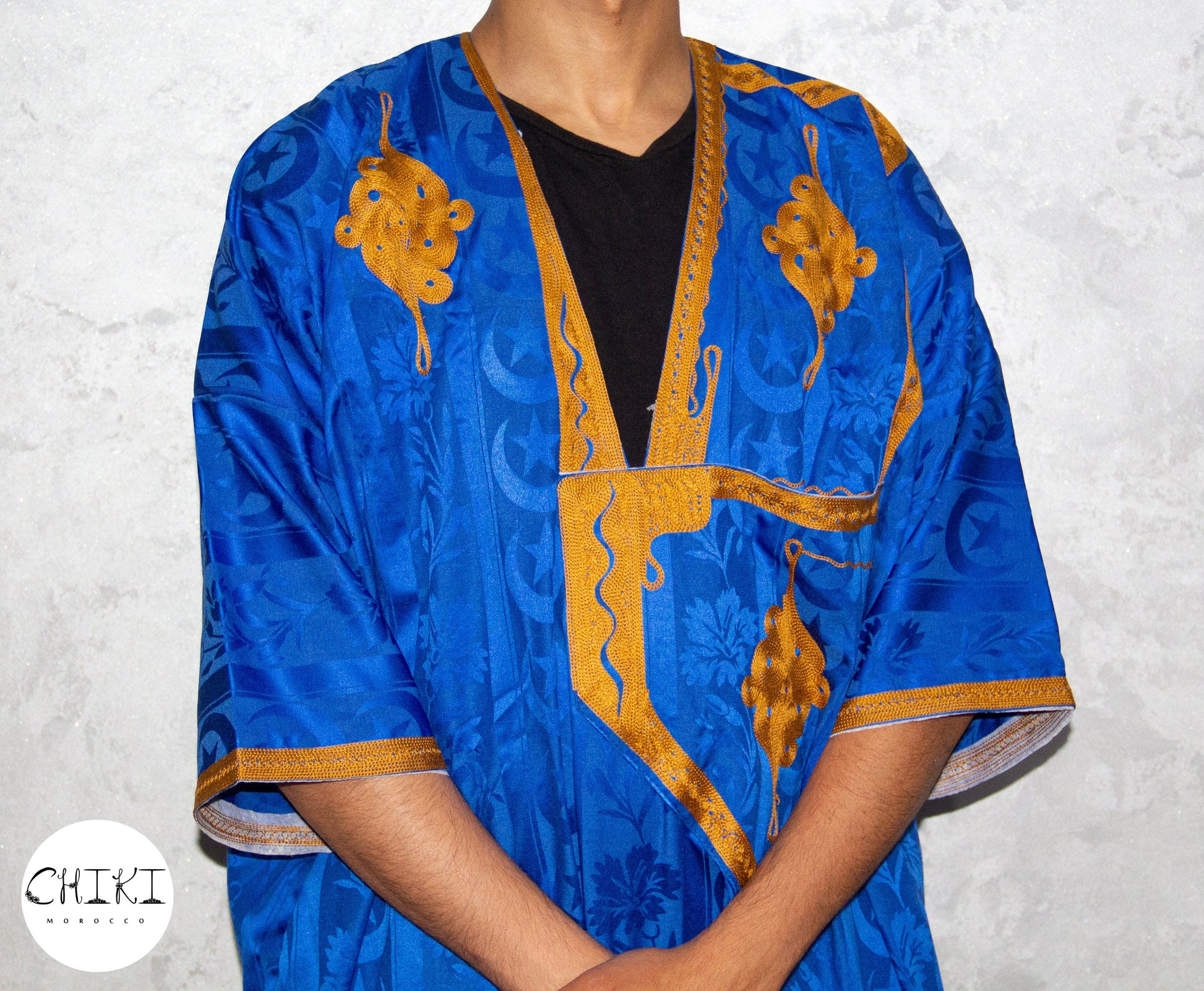 Tuareg Clothing Gandora with Tuareg Scarf , Djellaba Sahraoui, Tuareg Scarf , Tuareg Dress Bleu , Tuareg Blue Men, African Tuareg Blue Dress