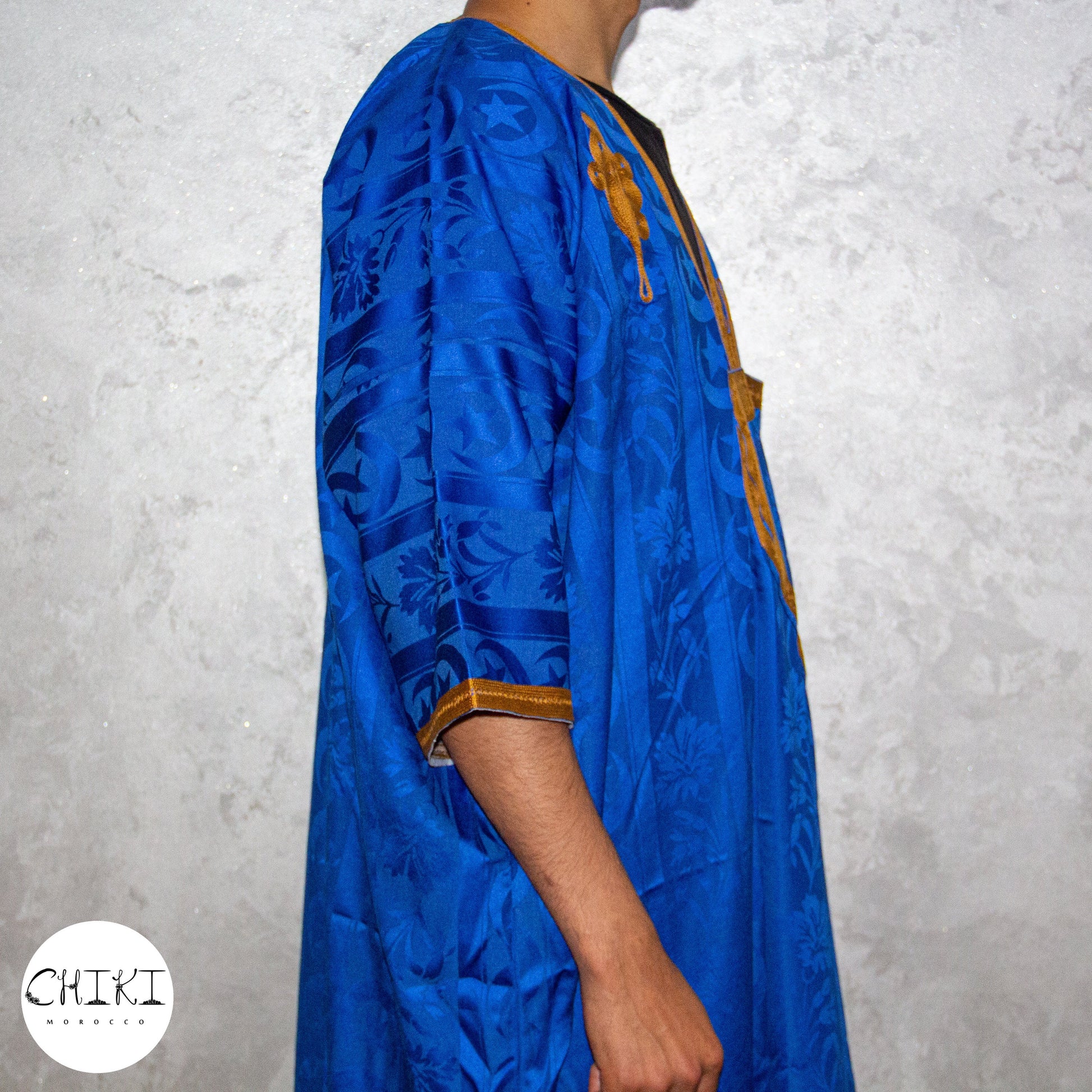 Tuareg Clothing Gandora with Tuareg Scarf , Djellaba Sahraoui, Tuareg Scarf , Tuareg Dress Bleu , Tuareg Blue Men, African Tuareg Blue Dress