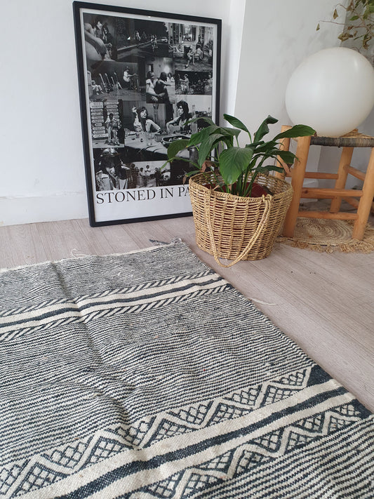 8Ft by 4.6Ft Handmade Moroccan Rug, Gray Handmade Rug, Zanafi Rug, Kilim Carpet, Moroccan Beni Ourain