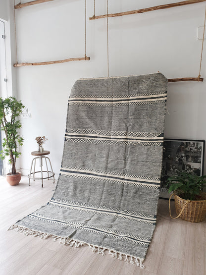8Ft by 4.6Ft Handmade Moroccan Rug, Gray Handmade Rug, Zanafi Rug, Kilim Carpet, Moroccan Beni Ourain