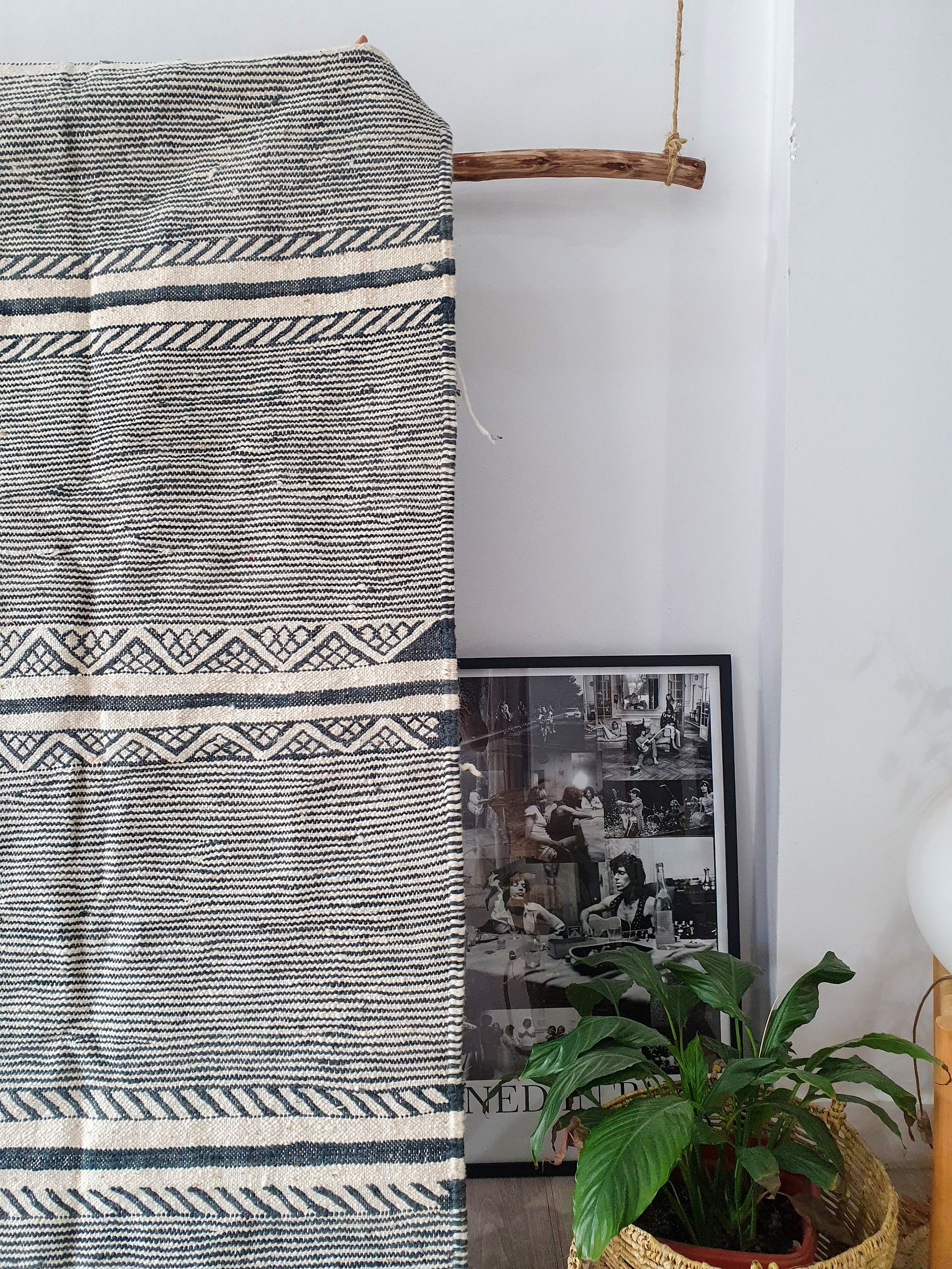 8Ft by 4.6Ft Handmade Moroccan Rug, Gray Handmade Rug, Zanafi Rug, Kilim Carpet, Moroccan Beni Ourain