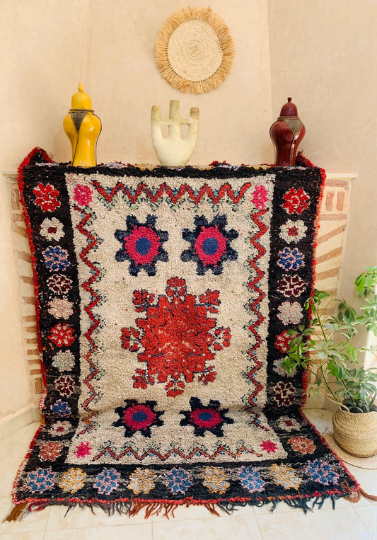 Moroccan Vintage Boucherouite Rug, Contemporary Berber Rug, Handmade Rug, Colorful Berber Rug, Moroccan Design Rug, Recycled Rug