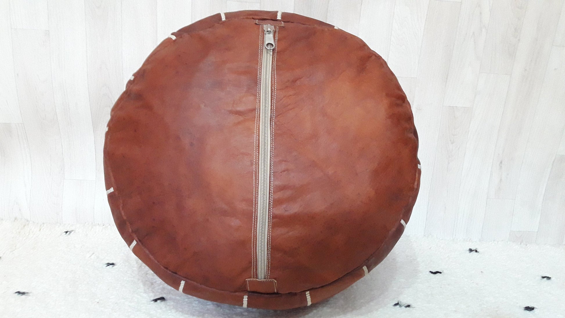Moroccan Handcrafted Leather Pouf, Ottoman Leather Pouf Cool Ottoman Luxury Dark Brown Floor Pouf, Moroccan Home Decor Pouf Dark Brown