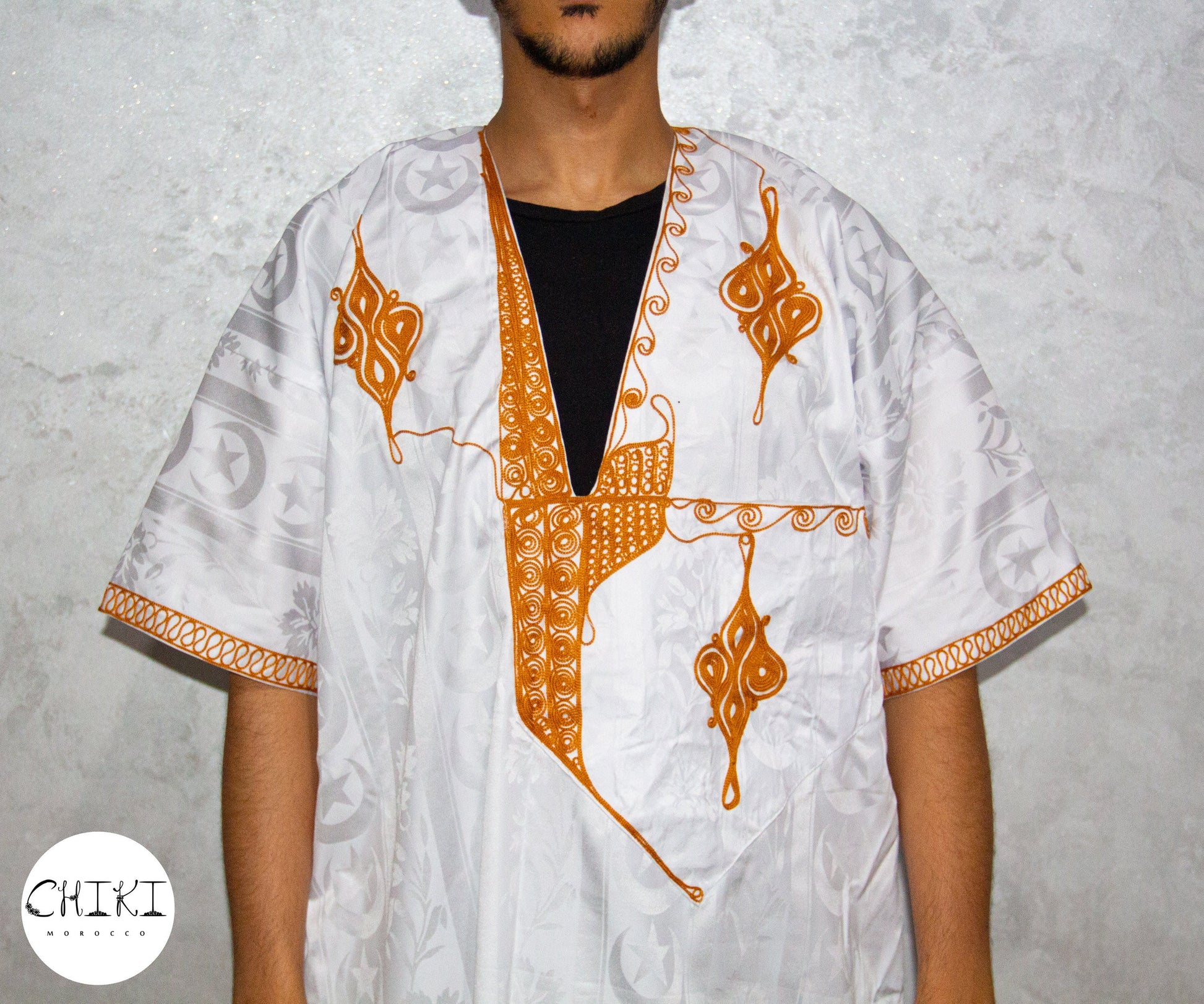 Tuareg Clothing Gandora with Tuareg Scarf , Djellaba Sahraoui, Tuareg Scarf , Tuareg Dress White, Tuareg Blue Men, African Tuareg Blue Dress