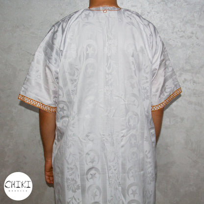 Tuareg Clothing Gandora with Tuareg Scarf , Djellaba Sahraoui, Tuareg Scarf , Tuareg Dress White, Tuareg Blue Men, African Tuareg Blue Dress