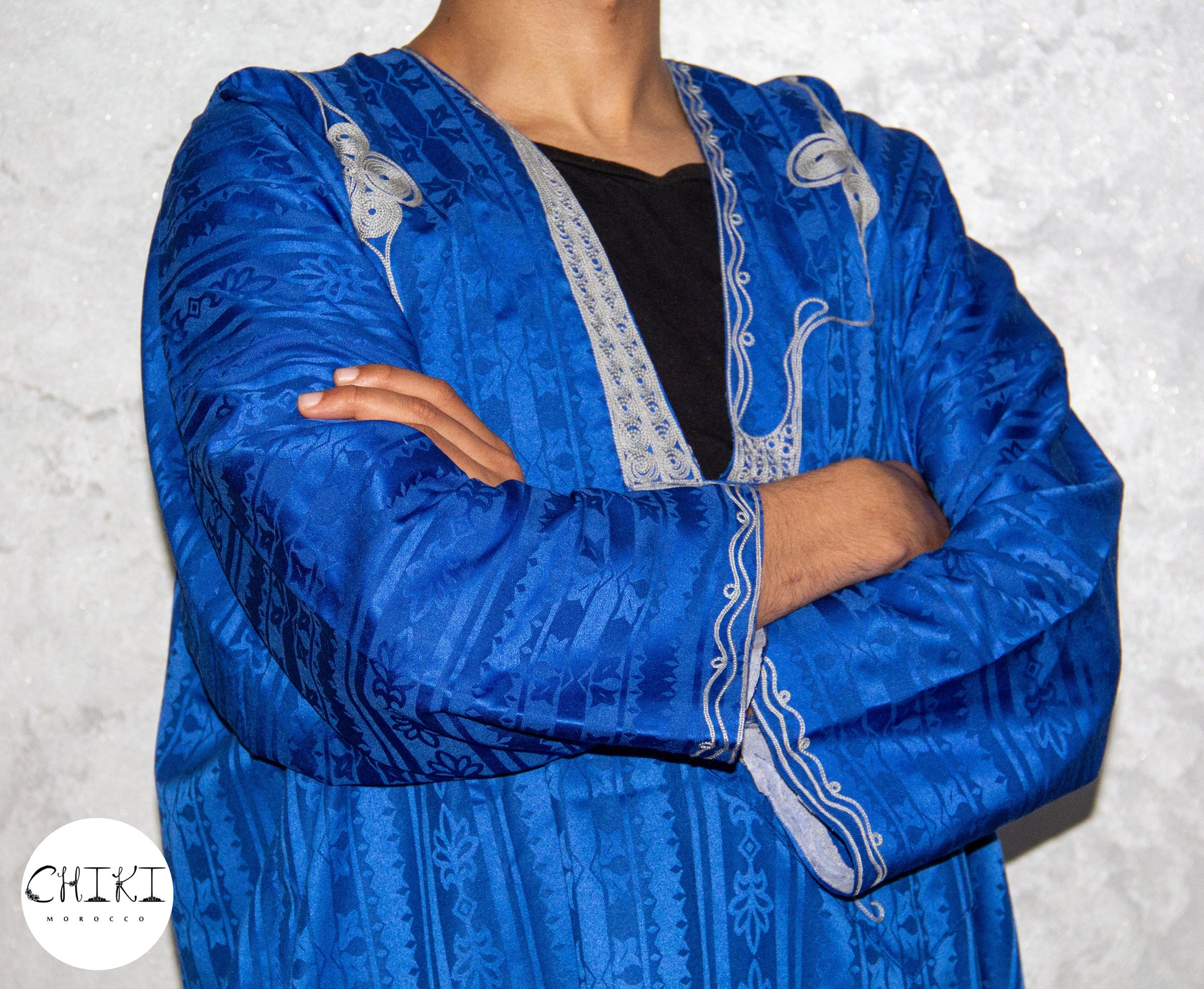 Tuareg Clothing Gandora with Tuareg Scarf , Djellaba Sahraoui, Tuareg Scarf , Tuareg Dress Bleu , Tuareg Blue Men, African Tuareg Blue Dress