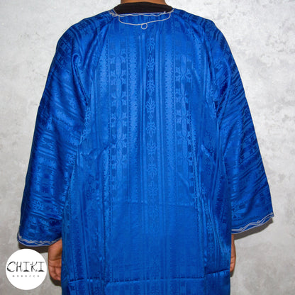 Tuareg Clothing Gandora with Tuareg Scarf , Djellaba Sahraoui, Tuareg Scarf , Tuareg Dress Bleu , Tuareg Blue Men, African Tuareg Blue Dress