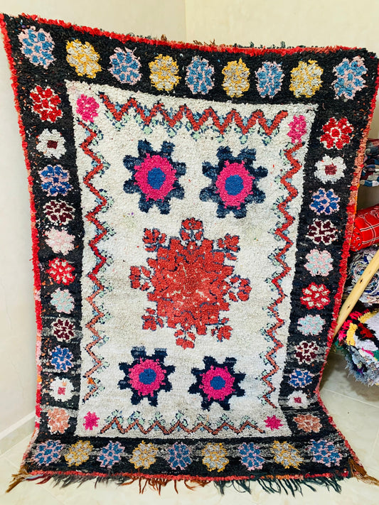 Moroccan Vintage Boucherouite Rug, Contemporary Berber Rug, Handmade Rug, Colorful Berber Rug, Moroccan Design Rug, Recycled Rug