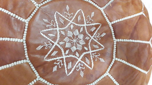 50% off Moroccan Leather Pouf Tan Brown, Moroccan Pouf, Leather Ottoman Pouffe, Ottoman Pouf Footstool Handmade Active Leather Pouf,Pouffe