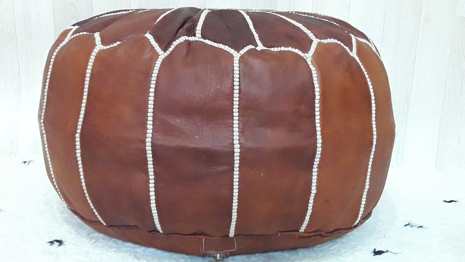 Moroccan Handcrafted Leather Pouf, Ottoman Leather Pouf Cool Ottoman Luxury Dark Brown Floor Pouf, Moroccan Home Decor Pouf Dark Brown