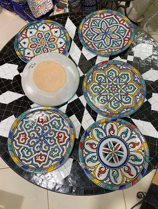 Set of 6 Moroccan Ceramic Dessert Plates Handmade.Set of 6 Moroccan Ceramic Dessert Dish Handmade