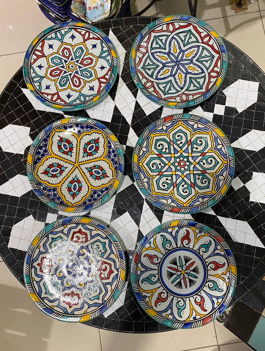 Set of 6 Moroccan Ceramic Dessert Plates Handmade.Set of 6 Moroccan Ceramic Dessert Dish Handmade