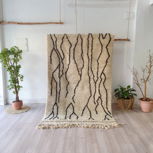 8.2Ft/ 4.7Ft Moroccan Rug, Handmade Vintage Rug, Wool Rug, Beni Ourain Rug, Azilal Rug, Berber Area Rug