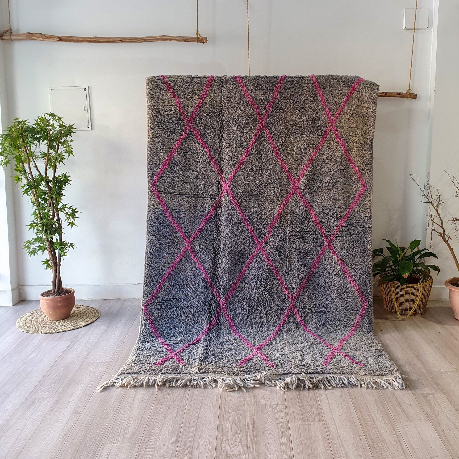 8.8Ft/ 5.1Ft Moroccan Rug, Handmade Vintage Rug, Wool Rug, Beni Ourain Rug, Azilal Rug, Berber Area Rug