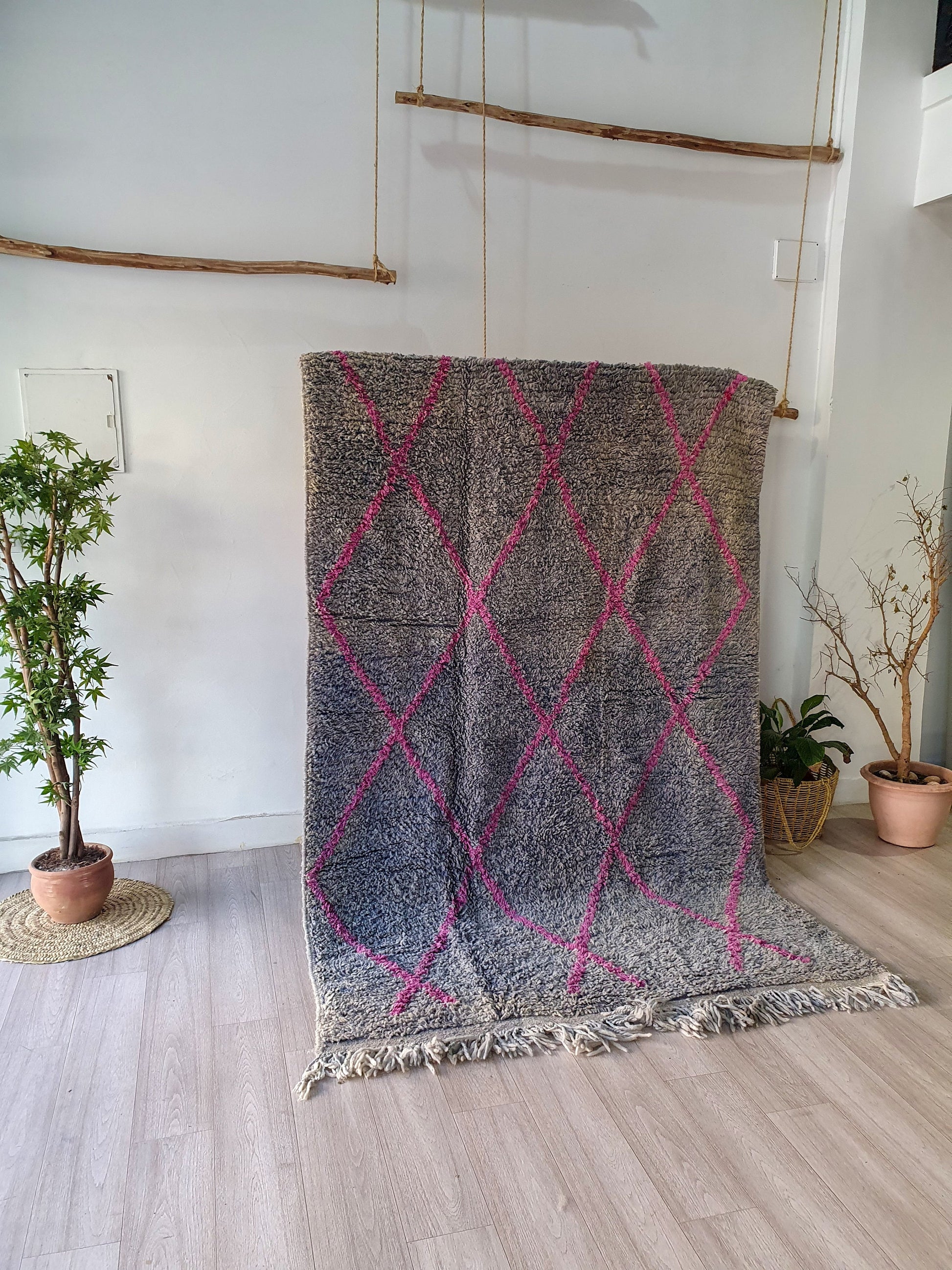 8.8Ft/ 5.1Ft Moroccan Rug, Handmade Vintage Rug, Wool Rug, Beni Ourain Rug, Azilal Rug, Berber Area Rug