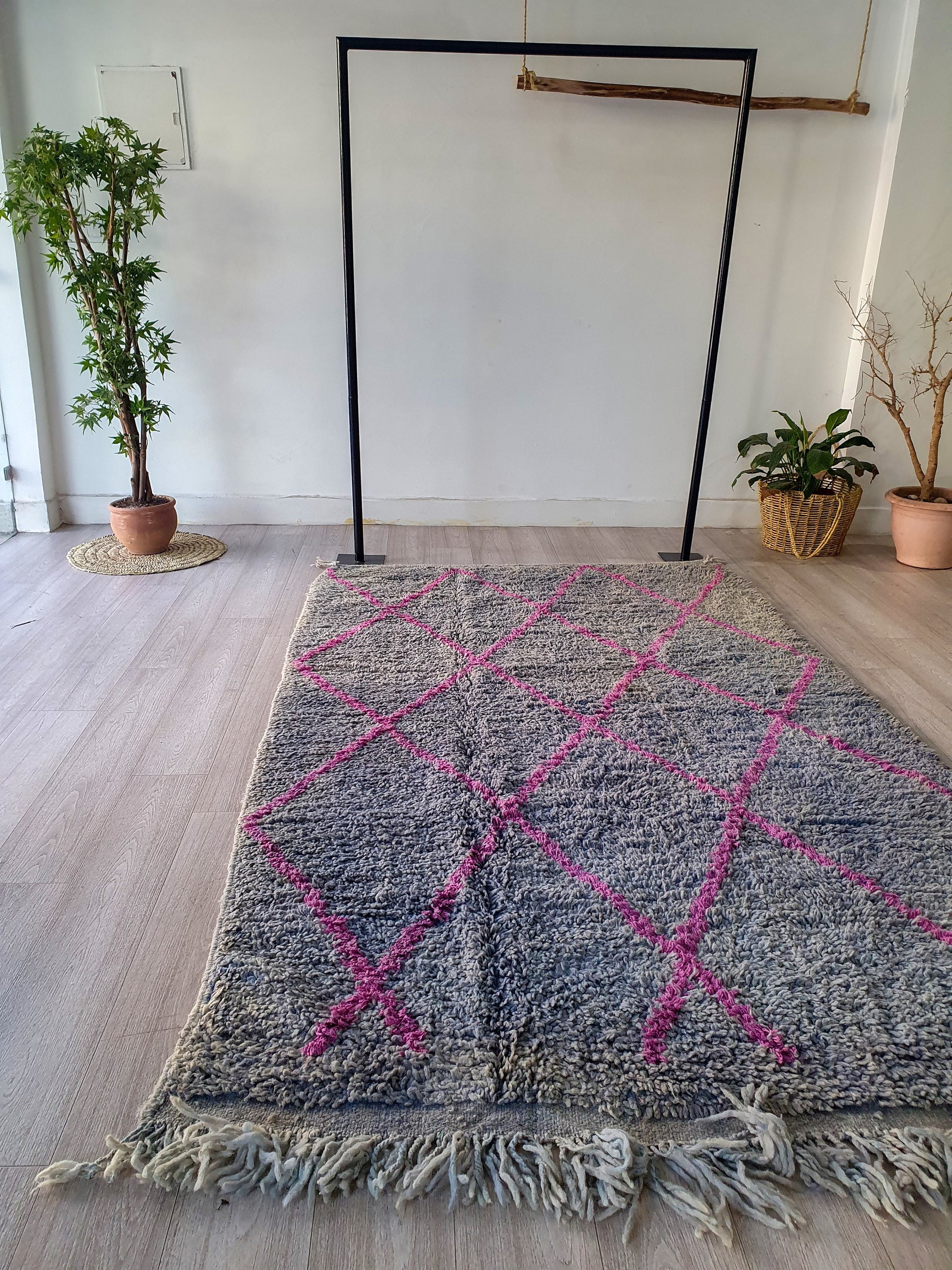8.8Ft/ 5.1Ft Moroccan Rug, Handmade Vintage Rug, Wool Rug, Beni Ourain Rug, Azilal Rug, Berber Area Rug