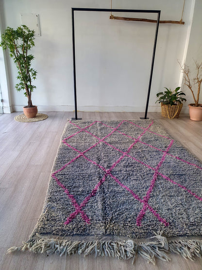 8.8Ft/ 5.1Ft Moroccan Rug, Handmade Vintage Rug, Wool Rug, Beni Ourain Rug, Azilal Rug, Berber Area Rug