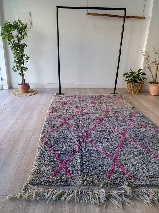 8.8Ft/ 5.1Ft Moroccan Rug, Handmade Vintage Rug, Wool Rug, Beni Ourain Rug, Azilal Rug, Berber Area Rug