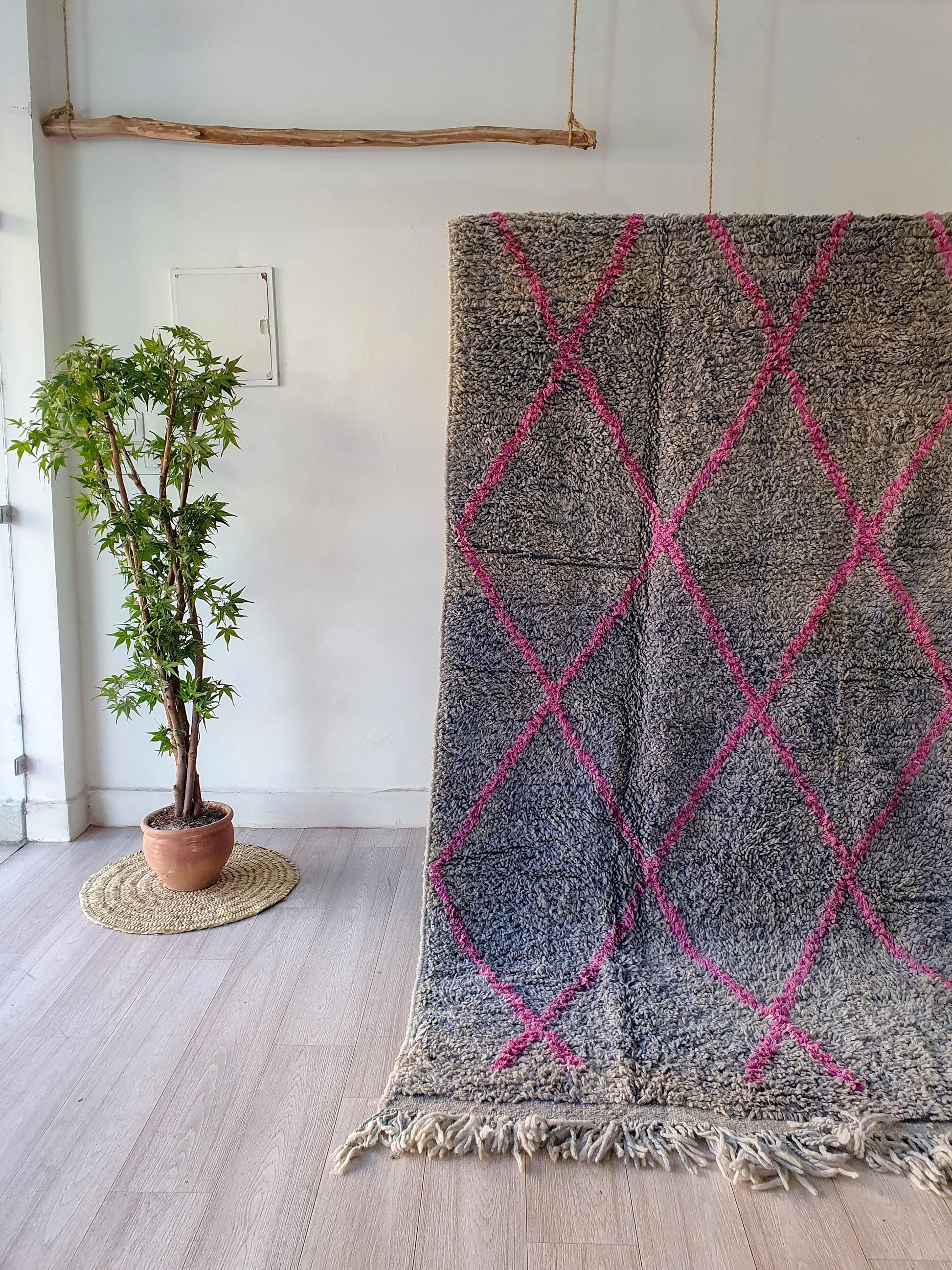 8.8Ft/ 5.1Ft Moroccan Rug, Handmade Vintage Rug, Wool Rug, Beni Ourain Rug, Azilal Rug, Berber Area Rug