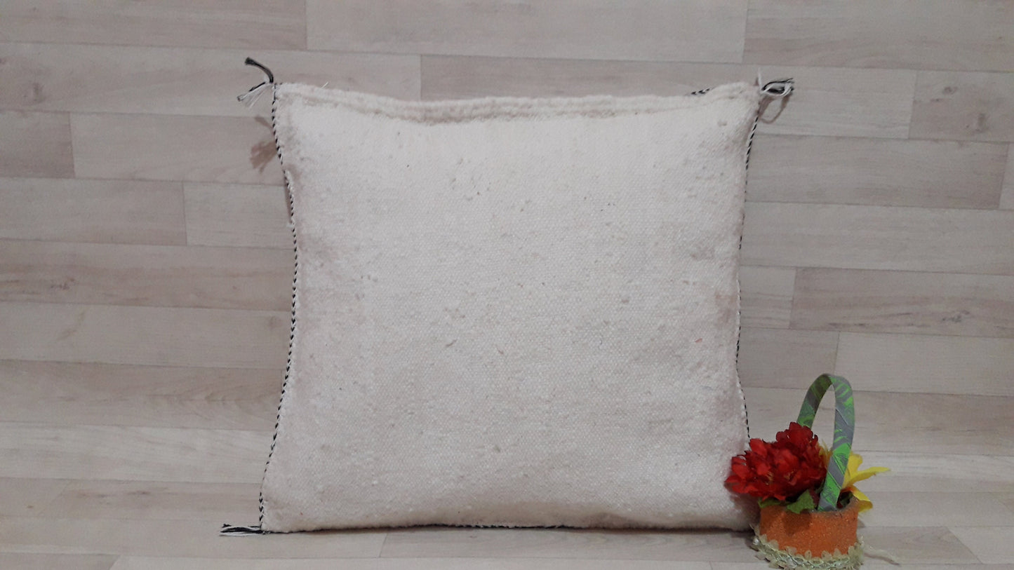 Beni Ourain Cushion Cover - White Wool Pillow Cover - Handmade Morocco Cushion-Moroccan Beni Ourain Pillow - Beni Ourain Berber Pillow