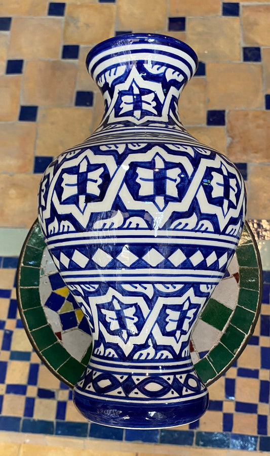 Moroccan Ceramic Vase from Fes, Handmade and Hand Painted. Moroccan Ceramic Vase, Handmade and Hand Painted
