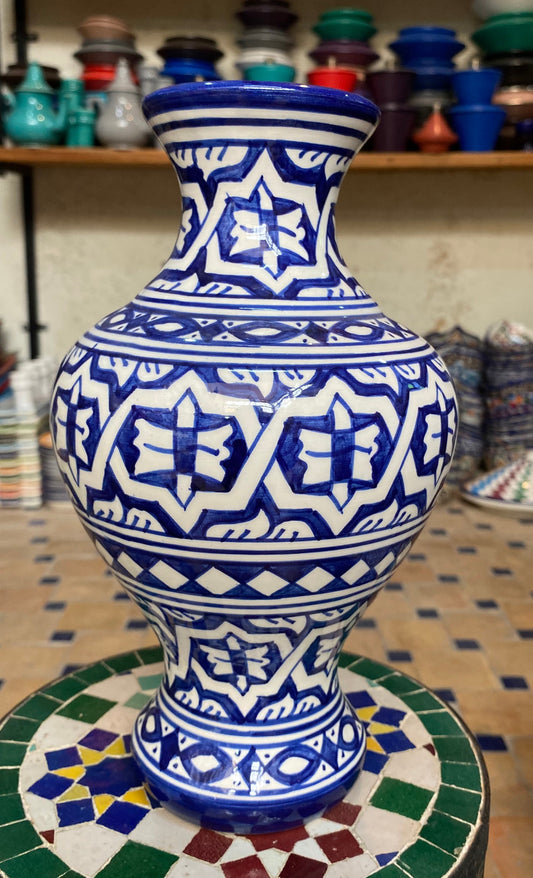 Moroccan Ceramic Vase from Fes, Handmade and Hand Painted. Moroccan Ceramic Vase, Handmade and Hand Painted