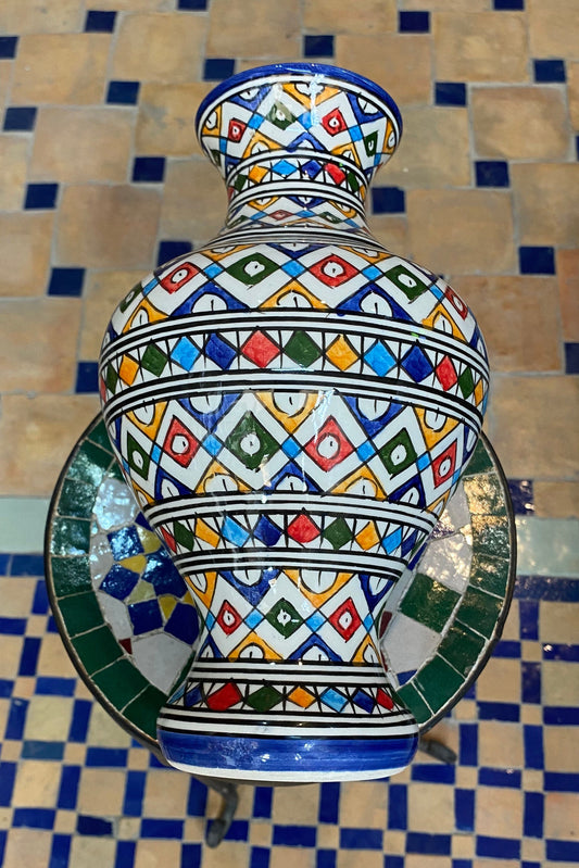 Moroccan Ceramic Vase from Fes, Handmade and Hand Painted. Moroccan Ceramic Vase, Handmade and Hand Painted