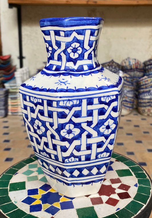 Moroccan Ceramic Vase from Fes, Handmade and Hand Painted. Moroccan Ceramic Vase, Handmade and Hand Painted