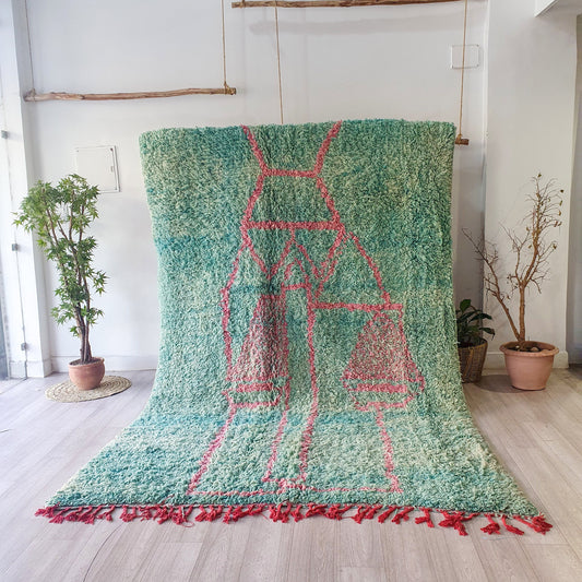 Moroccan Rug Handwoven Rug Colorful Abstract Rug Pink Rug Azilal Vintage Moroccan Rug Beni Ourain Rug