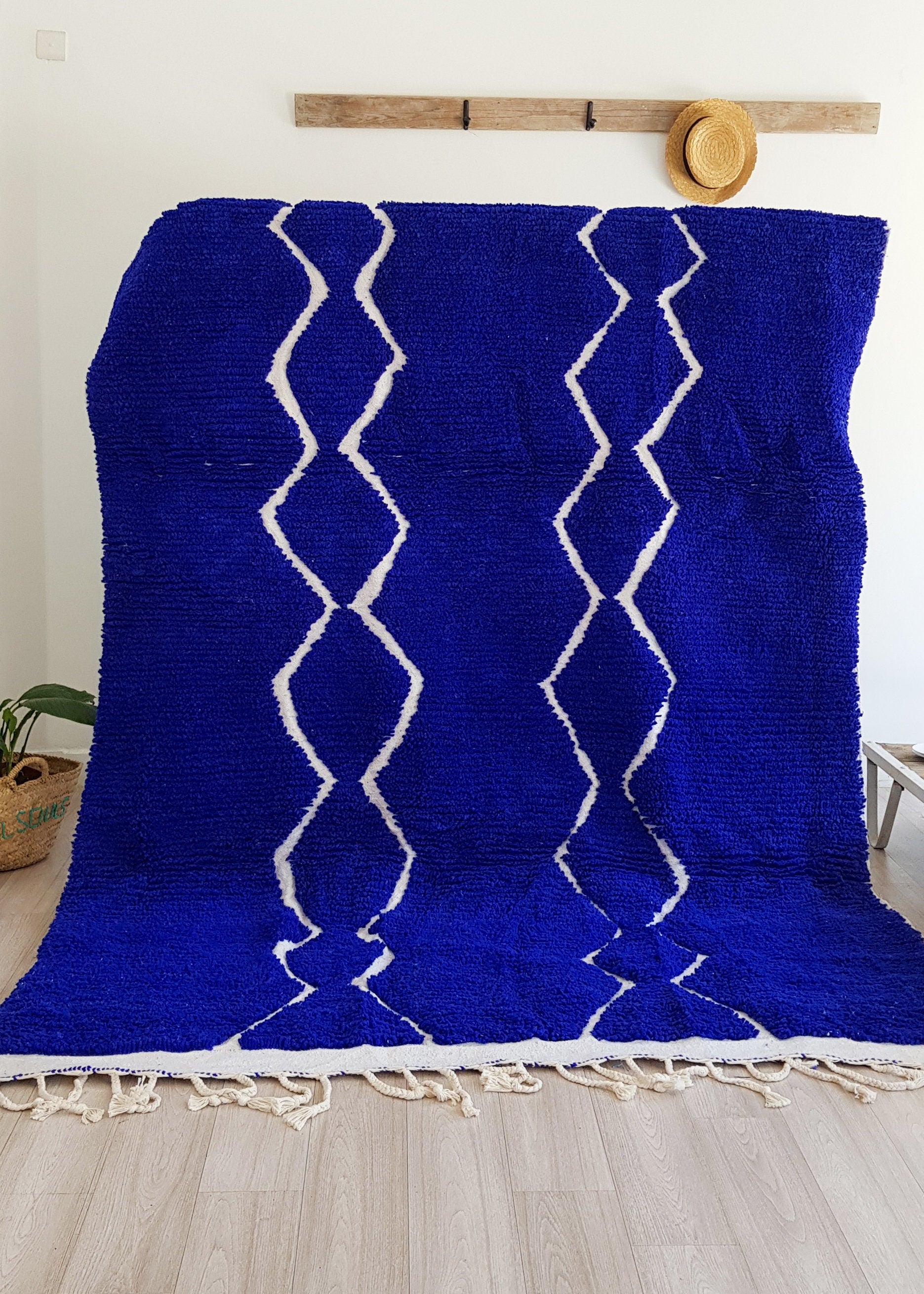 Beni Ourain Rug, Diamond Rug, Blue Rug, Berber Rug, Moroccan Rug, Bedroom Rug, Abstract Rug, Wool Rug