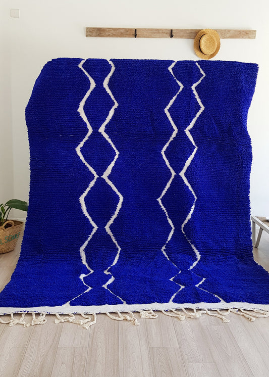 Beni Ourain Rug, Diamond Rug, Blue Rug, Berber Rug, Moroccan Rug, Bedroom Rug, Abstract Rug, Wool Rug