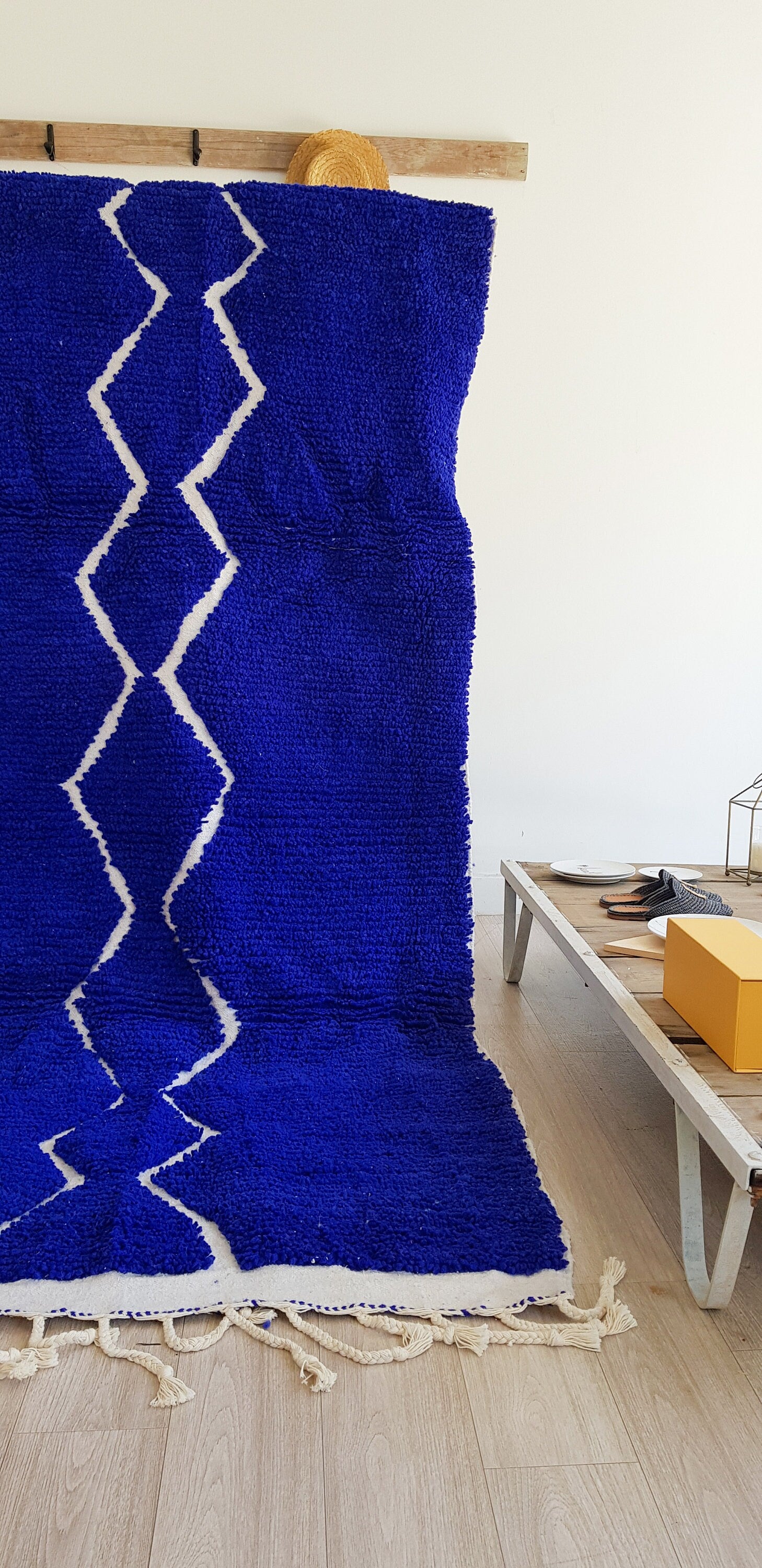 Beni Ourain Rug, Diamond Rug, Blue Rug, Berber Rug, Moroccan Rug, Bedroom Rug, Abstract Rug, Wool Rug