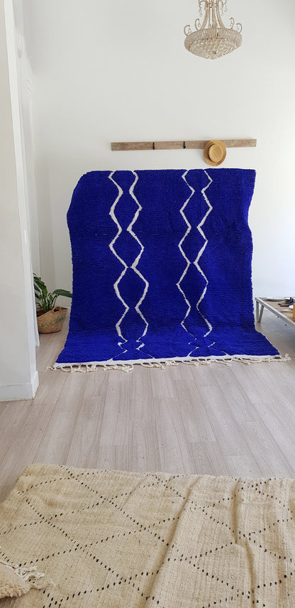 Beni Ourain Rug, Diamond Rug, Blue Rug, Berber Rug, Moroccan Rug, Bedroom Rug, Abstract Rug, Wool Rug
