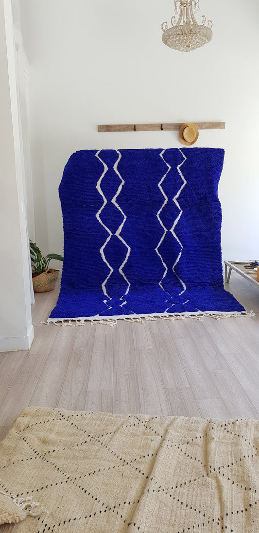 Beni Ourain Rug, Diamond Rug, Blue Rug, Berber Rug, Moroccan Rug, Bedroom Rug, Abstract Rug, Wool Rug