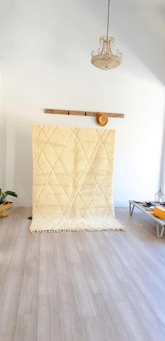 Beni Ourain Rug, Natural Rug, Berber Rug, Moroccan Diamond Rug, Nursery Room Rug, Wool Creamy Rug