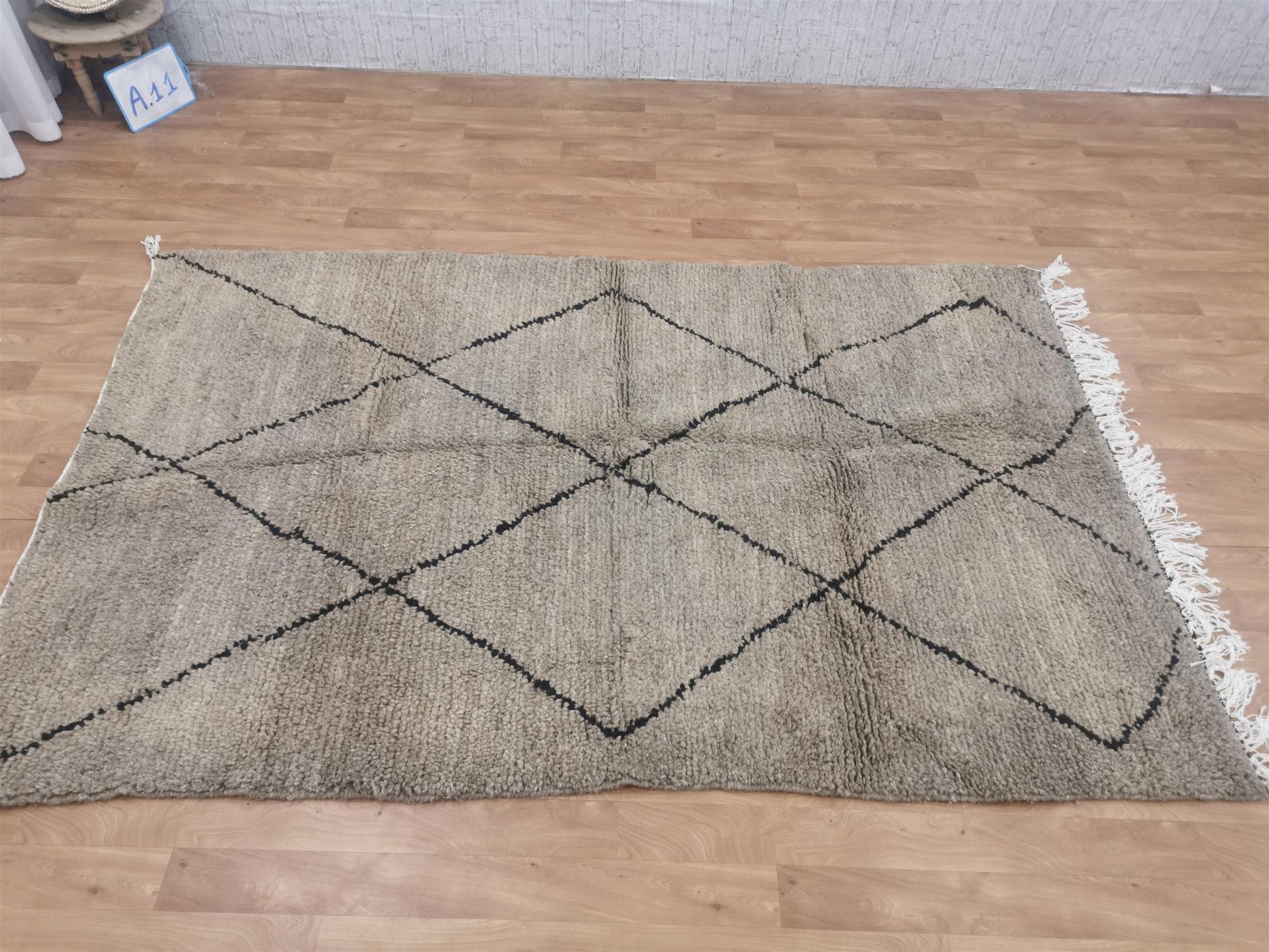 Beni Ouarain Brown Black Moroccan Rugs - Moroccan Beni Ourain Rug Style - Morrocan Rug Wool Berber Design - Handmade Rug - Berber Rugs Style