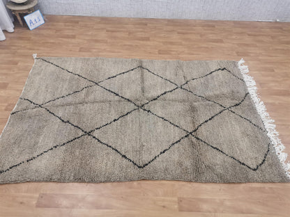 Beni Ouarain Brown Black Moroccan Rugs - Moroccan Beni Ourain Rug Style - Morrocan Rug Wool Berber Design - Handmade Rug - Berber Rugs Style